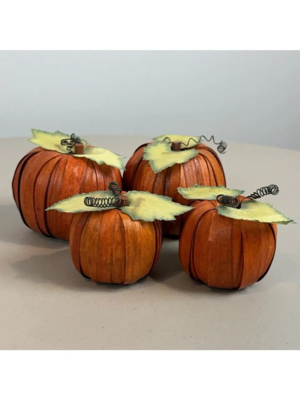Set of 4 Raffia Pumpkins Fall Harvest Thanksgiving Rustic Table Decor